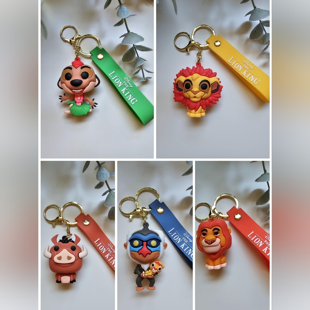 Set of 5 Large Silicone PVC Lion King Keychains